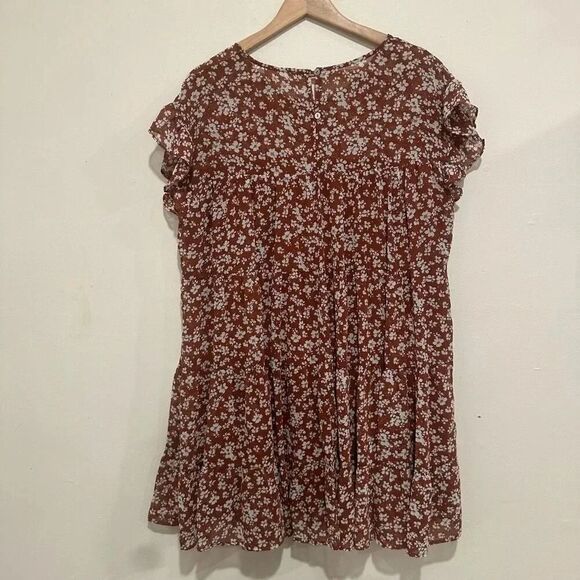 Entro Womens Midi Dress Floral Size Large Floral Brow Dress - Picture 4 of 5